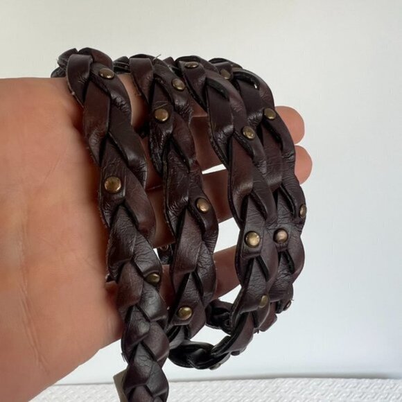 VINTAGE Dark Brown Braided Western Boho Belt - Picture 5 of 7